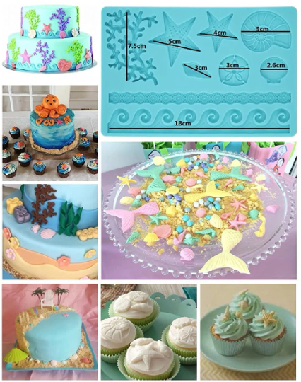 Silicone Sea Life Fondant & Gum Paste Mold | Starfish & Ocean Theme for Cake Decorating | Reusable Baking Tool