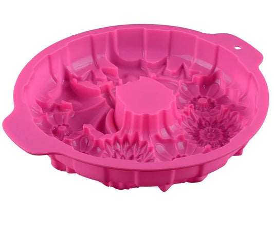 Large flower bowknot silicone chiffon cake mold, perfect for Christmas baking, ideal gift for bakers, popular in the USA and Europe.