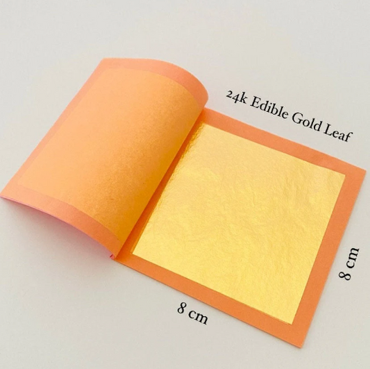 24K Edible Gold Leaf Sheets | Loose Leaf for Cake Decorating, Desserts & Crafts | 100% Food Safe