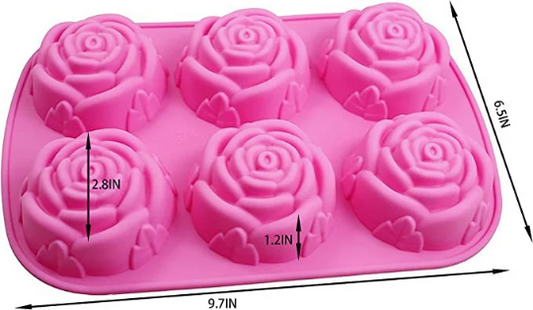 Rose Silicone Mold | 6-Cavity 3D Medium Rose for Chocolate, Soap & Candle Making | Perfect for Valentine's Day