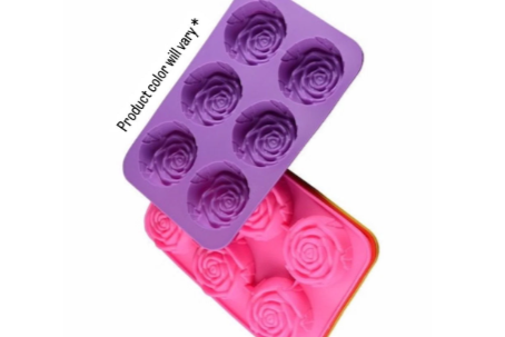 Large rose silicone mold with 6 cavities, 3D rose design for chocolate, soap, and candle making, perfect for Valentine's Day, popular in the USA and Europe