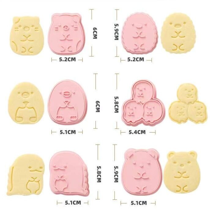 Sumikko Gurashi Cookie Cutter Set | 6 Designs Featuring Shirokuma, Tokage, Tapioca, Tonkatsu & Neko | Japanese Cookie Cutters